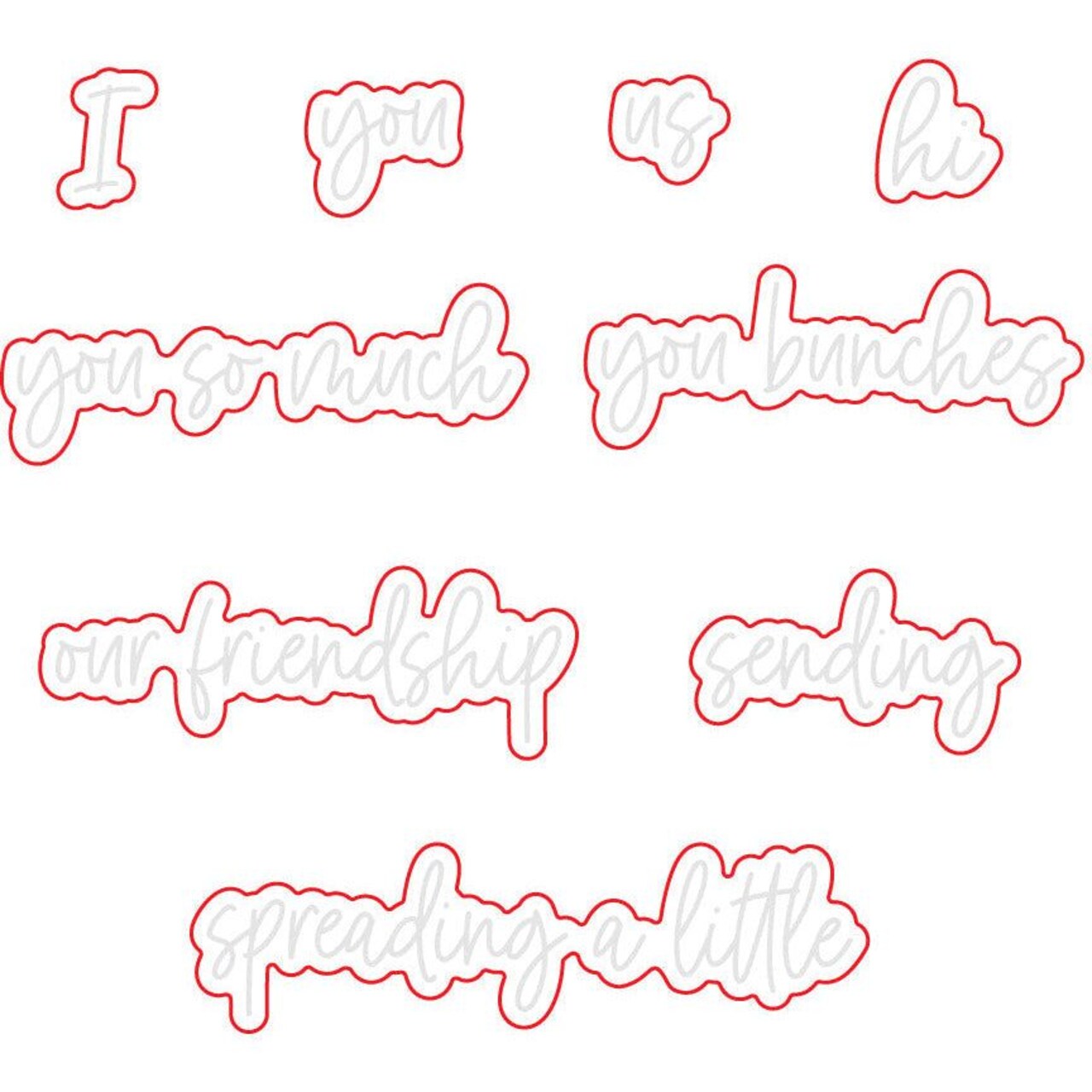 Love Love Love Sentiments - Honey Cuts - Coordinating Dies - RETIRING